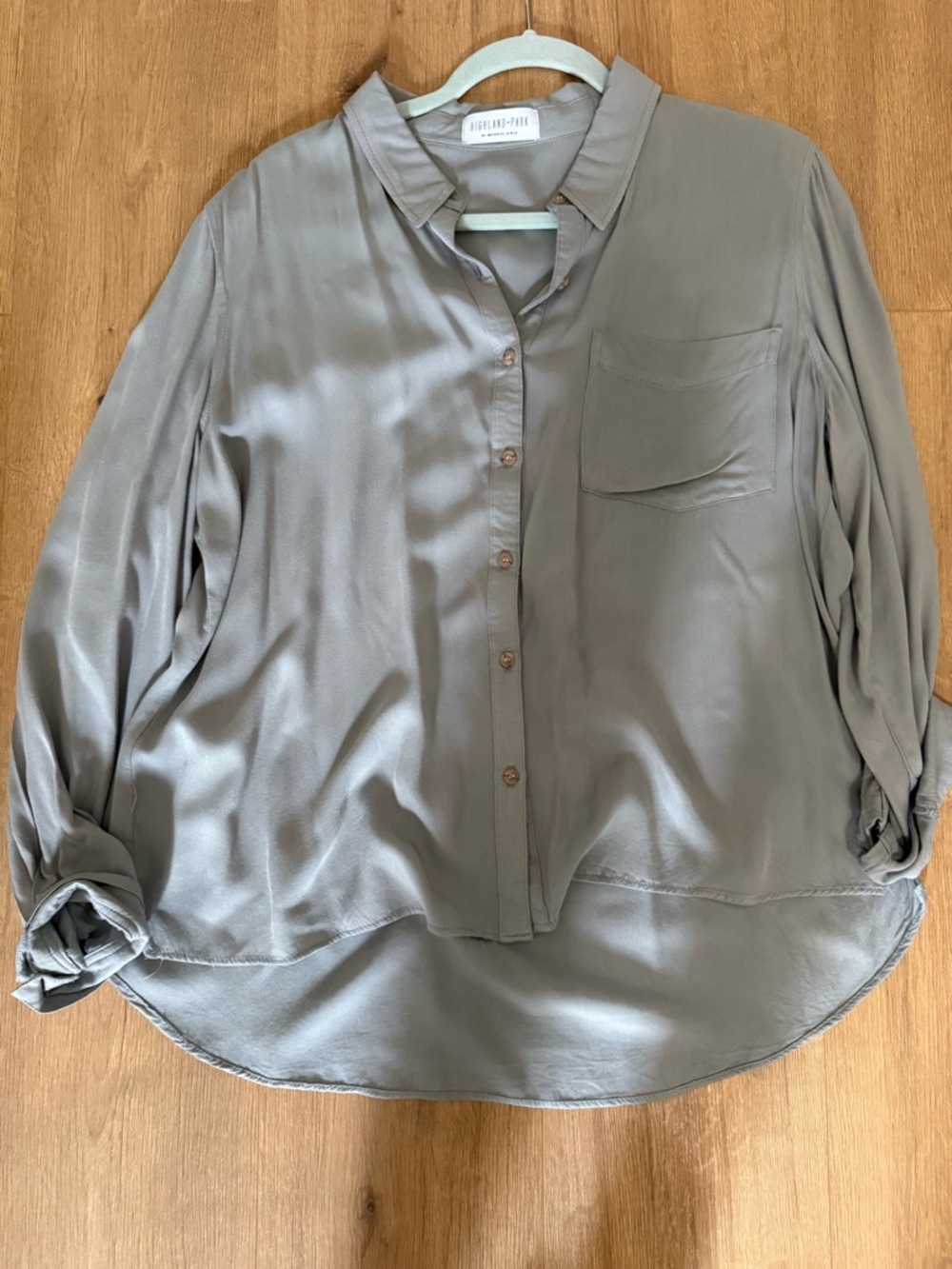 Rails Olive Button-Down Silk Blend Blouse